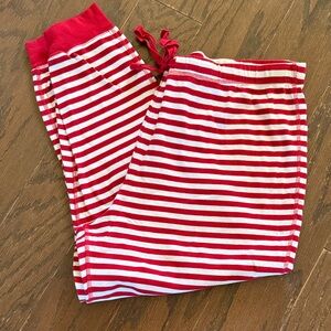 Primary Red and White Striped Pajama Bottoms